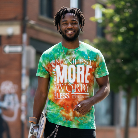 Manifest More - Unisex Tie-Dye T-shirt - Infused with Fluorite