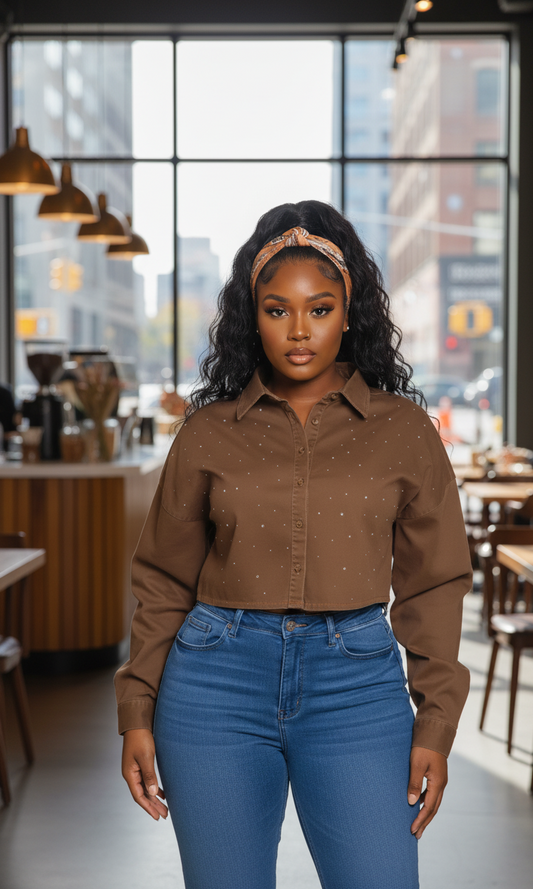 Bling Denim Button Down Shirt
