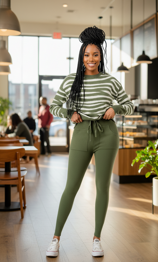 Pullover Sweater Top And Pant Set